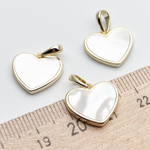 Подвеска Сердце, позолота, перламутр, размер 14*15 мм + бейл, цена за 1 шт