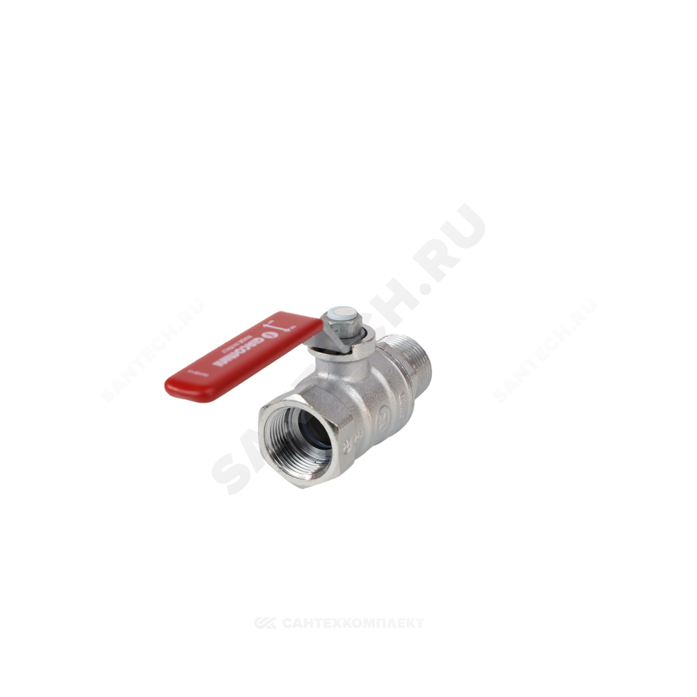 Кран шаровой латунь хром R254DL Ду 50 Ру42 ВР/НР рычаг красный Giacomini R254LX008