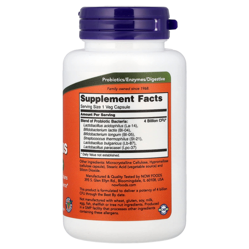 NOW Foods, 4x6 ацидофильные бактерии, 120 растительных капсул