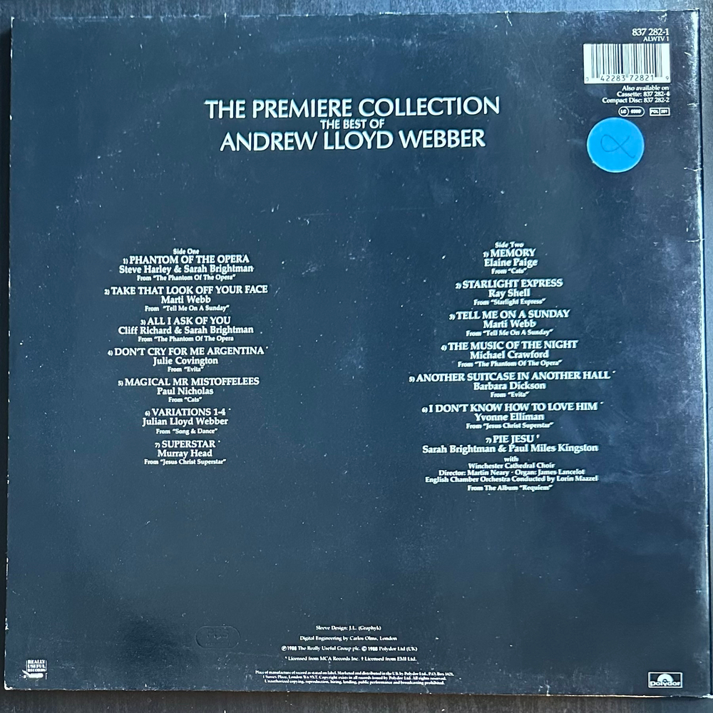 Andrew Lloyd Webber - The Best Of Andrew Lloyd Webber (Голландия 1988г.)