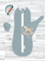 Комплект Mjolk Пыльно голубой (кокон, шапочка, антицарапки)