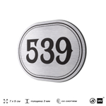Номерок на дверь квартиры 539, для кабинета, офиса, шильдик 9 х 7 см, серебристый, Айдентика Технолоджи