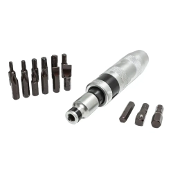 Отвертка ударная с набором бит и адаптерами,17пр.1/2''(F)х5/16''(F) 5/16''(М)x1/2''(М)(PH2,3,PZ2,3,SL9,11мм,Torx 25,30,40,45,50,Hex 6,8,10ммх36мм)в ке FORCEKRAFT FK-5171