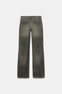 ZARA ДЖИНСЫ TRF WIDE-LEG С НИЗКОЙ ПОСАДКОЙ, СВЕТЛЫЙ ХАКИ