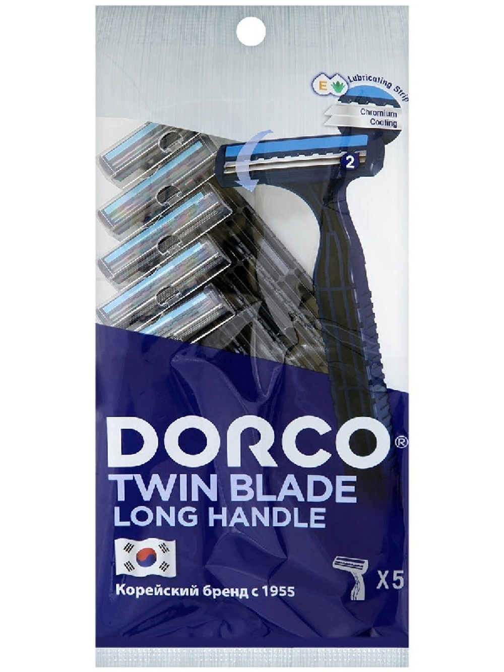 Dorco Бритвенный одноразовый станок TG-711 5шт., плавующая головка с 2 лезвиями и увлажняющей полосо