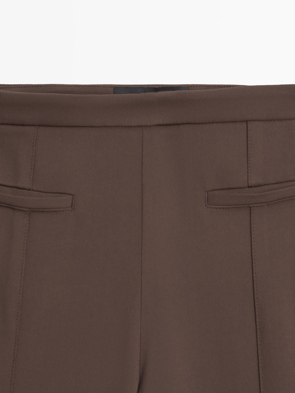 Massimo Dutti Расклешенные брюки с карманом, коричневый