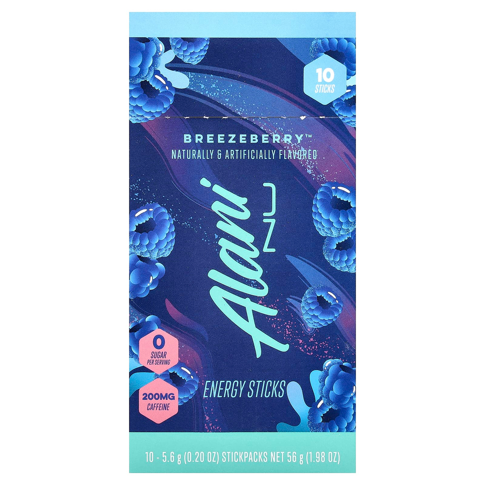 Alani Nu, Energy Sticks, Breezeberry™, 10 пакетиков по 5,6 г (0,2 унции)