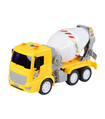 Машина AUTODRIVE "Автомиксер" 21см инерц. на бат. со светом и звуком, желтый, в/к 29,5*12*16,5