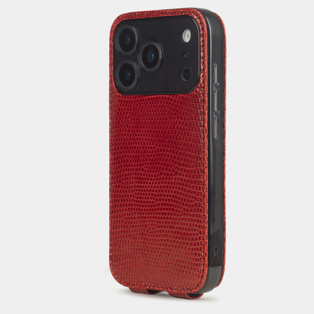 Кожаный чехол для iPhone 17 Pro, ящерица красного цвета