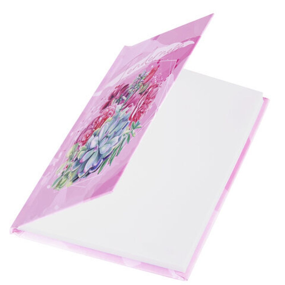 Блокнот МАЛЫЙ ФОРМАТ (110х147 мм), А6, 80 л., твёрдый, клетка, выборочный лак, STAFF, "Кактусы", 114448