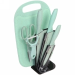 Набор ножей «DrowCook» 7предметов (3ножа+ножницы+овощечистка+доска+подставка) мятный