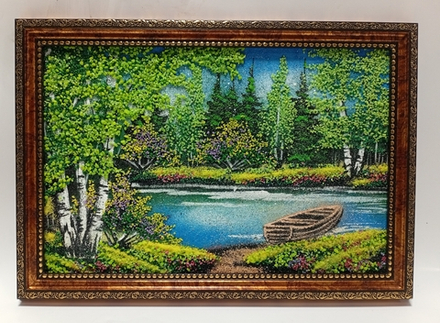 Картина " лодочка на озере" 33-23 см