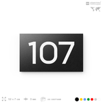 Номер на дверь квартиры 107, табличка на дверь для офиса, кабинета, аудитории, склада, черная 120х70 мм, Айдентика Технолоджи