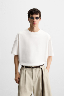 ZARA ФУТБОЛКА С АКВАРЕЛЬНЫМ ПРИНТОМ, БЕЛЫЙ