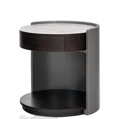 Прикроватная тумбочка Ditre с ящиком и полкой, венге, белая керамика