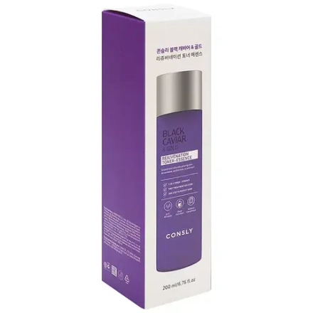 CONSLY Тонер-эссенция омолаживающий с черной икрой и золотом Rejuvenating Toner Essence With Black Caviar And Gold, 200 мл