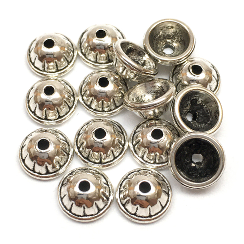 Шапочки для бусин 8х4 мм (10 шт), под серебро