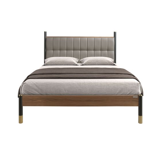 Кровать 7169 из темно-серой экокожи для матраса 150×200 Испания