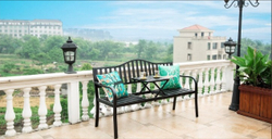 Садовая скамейка из стали Паркер (Parker) с выдвижным столиком