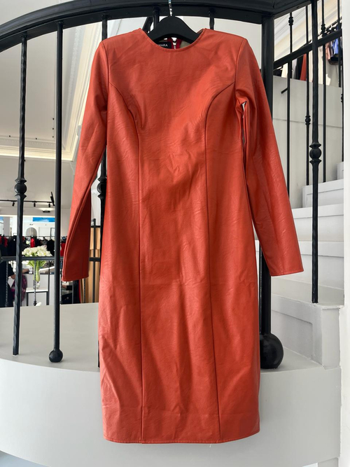 Платье миди из премиальной экокожи