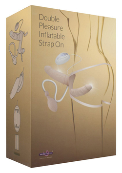 Женский страпон DOUBLE VIBRATING STRAP-ON с вагинальной пробкой - 17 см.