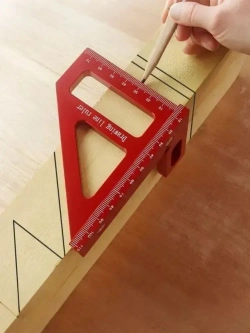 Линейка/угольник 112мм х 79мм, /45 90,Угольник столярный, треугольник строительный металлический,Алюминий