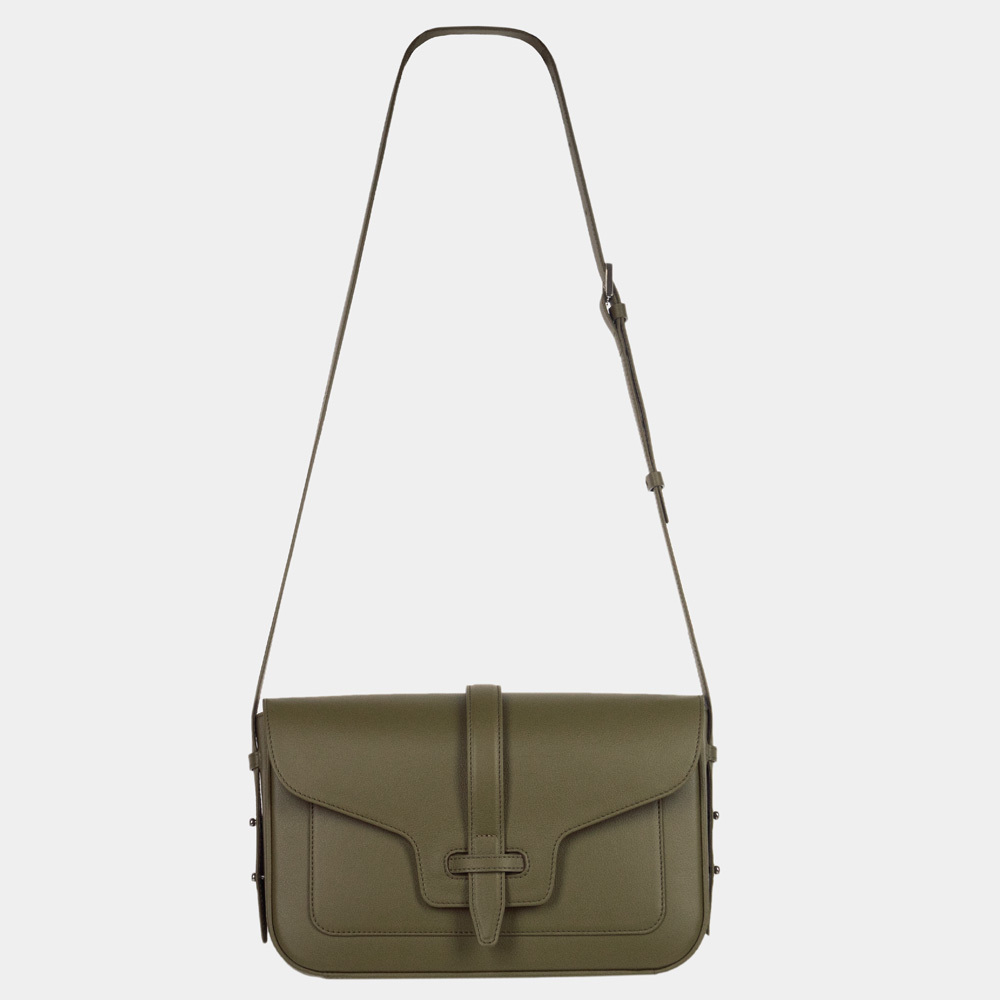 Сумка Universel с двумя плечевыми ремнями из кожи теленка, цвета оливы