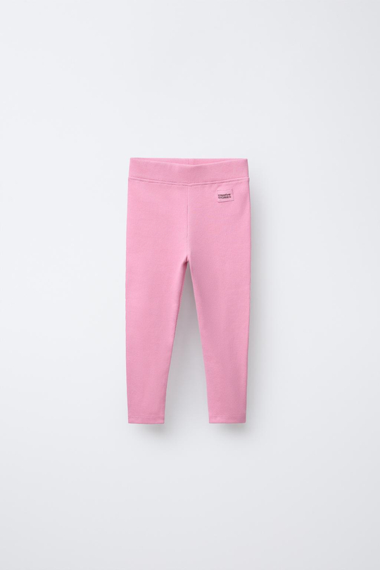 ZARA ЛЕГИНСЫ В РУБЧИК С НАШИВКОЙ, РОЗОВЫЙ