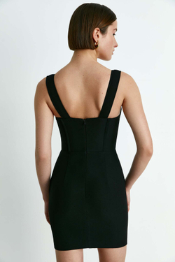 Платье мини корсетного типа из крепа на бретелях