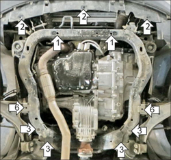 Защита стальная 2 мм двигателя и кпп для Chevrolet Captiva, Opel Antara 2011-2015 гг. Motodor.73004