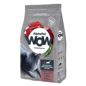 Сухой корм AlphaPet WOW Superpremium для взрослых домашних кошек и котов c говядиной и печенью