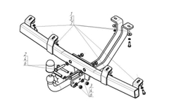 Фаркоп с оцинк. шаром Chevrolet Niva 2123 4x4 в штатные места 2002-2020, Lada Niva 2020-2021, Lada Niva Travel 2021- крепление шара на двух болтах, (без электрики, паспорт и сертификат в комплекте) Motodor.93001-A