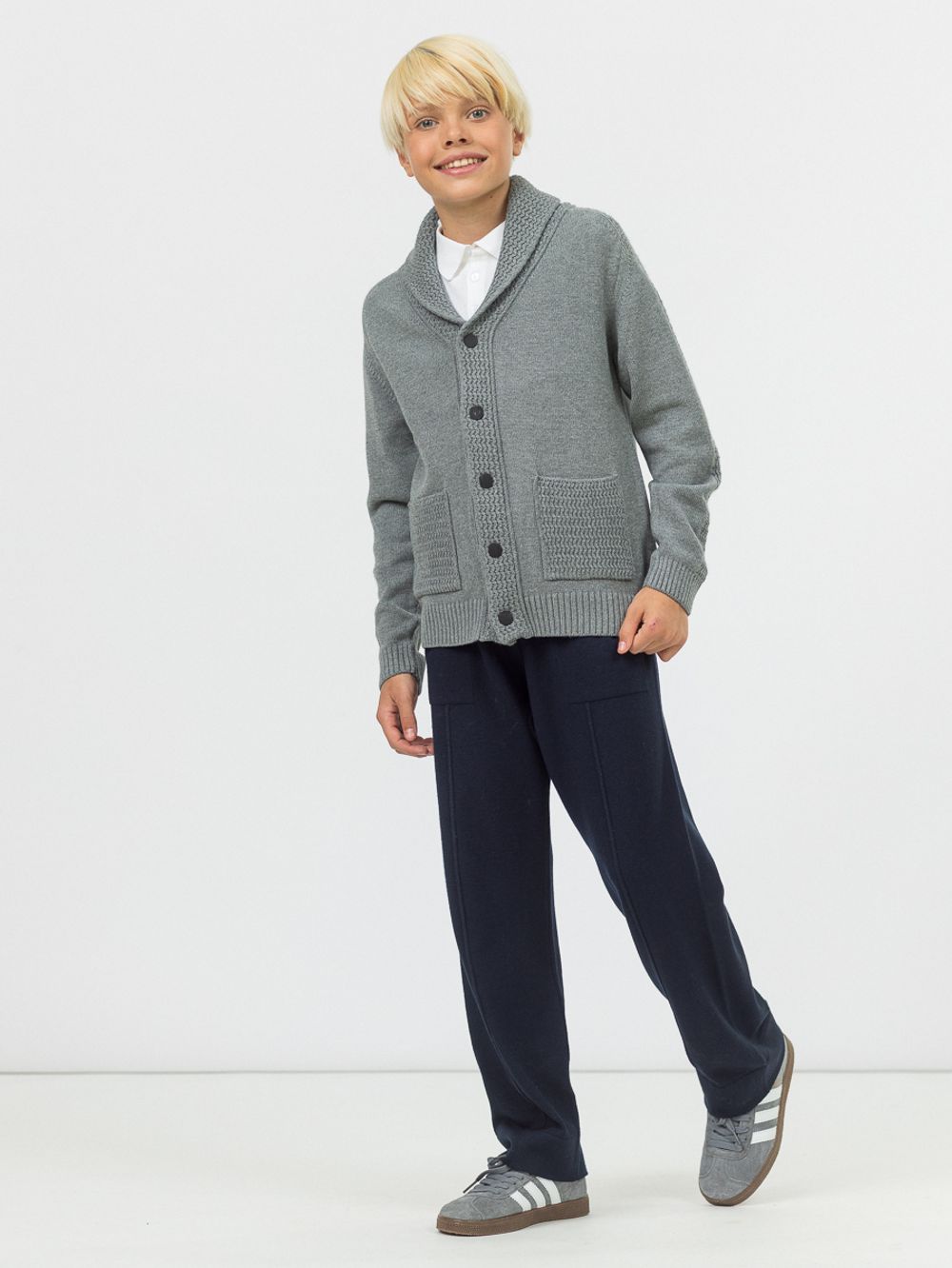Кардиган для мальчика на пуговицах в школу AT1085 серый