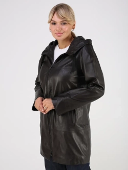 Кожаная куртка демисезонная с капюшоном длинная