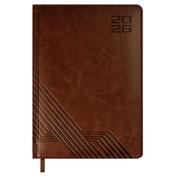 Ежедневник датированный 2026 ESCALADA, А5, 176 л., арт. 70219/ 15 САРИФ КОРИЧНЕВЫЙ (кожзам: 146x211 мм, твёрдый переплёт с поролоном, материал обложки: искусственная кожа "Сариф"; декор: блинтовое тиснение; способ крепления блока: ниткошвейный; вн. б