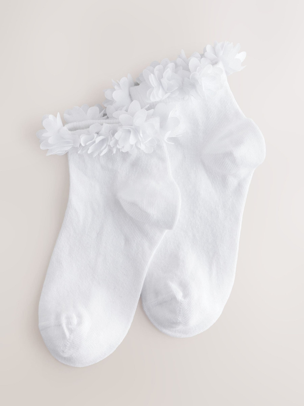 Носки хлопковые с рюшами для девочки Next AT4-454, 2 шт., Белый