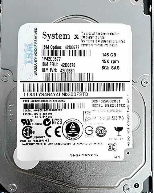 Серверный Жесткий диск IBM 42D0677 Lenovo 146GB 15K 6Gbps SAS 2.5 OEM REF