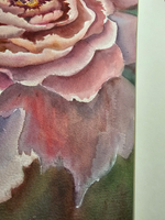 Картина авторская акварельная в паспарту 40х50 см на стену для интерьера "Пион"