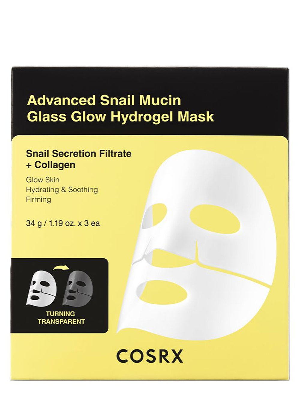 Гидрогелевая маска с муцином улитки Cosrx Advanced Snail Mucin Glass Glow Hydrogel Mask 3 шт.