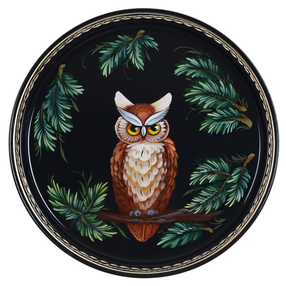 Жостовский поднос декоративный, размер 30 см (A9), металлический