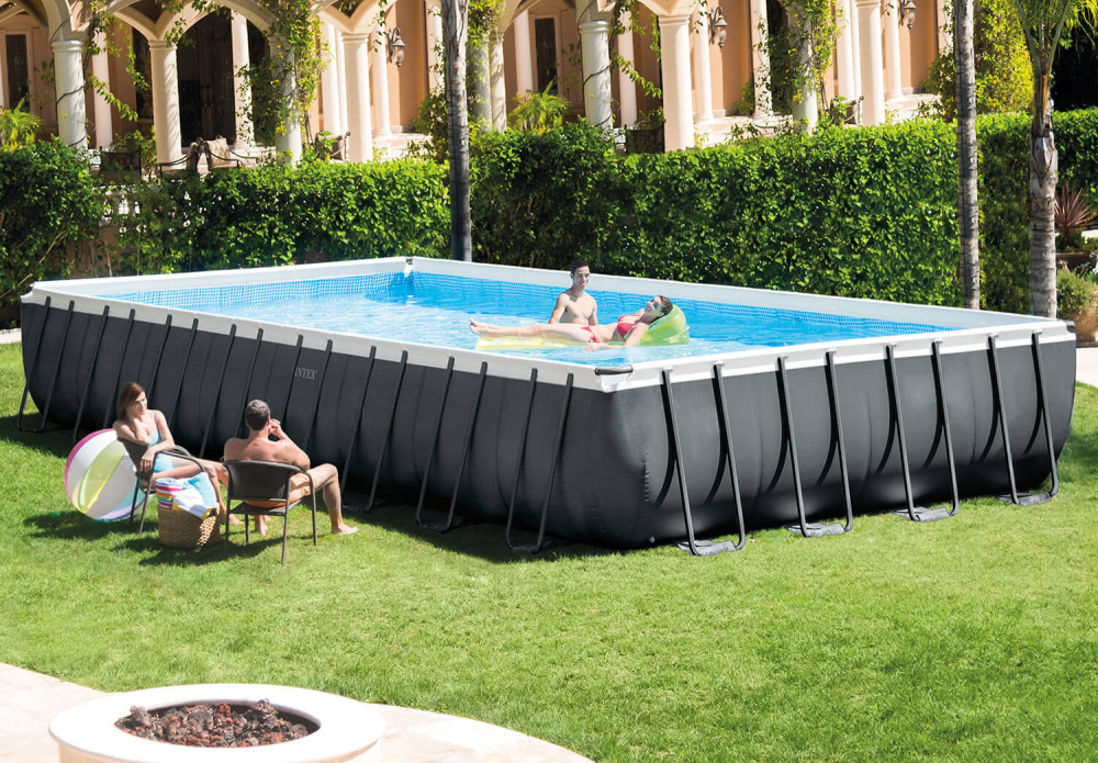Каркасный бассейн Intex Ultra Frame 975x488x132 см + комбин. ф/насос, лестница, тент, подстилка, наб. д/чистки, волейб. сетка (26378)