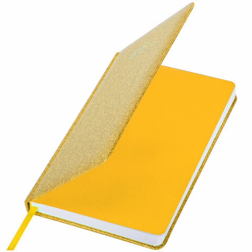 Ежедневник датированный 2023 А5 138x213 мм BRAUBERG "Sparkle", под кожу, блестки, золотистый, 114110