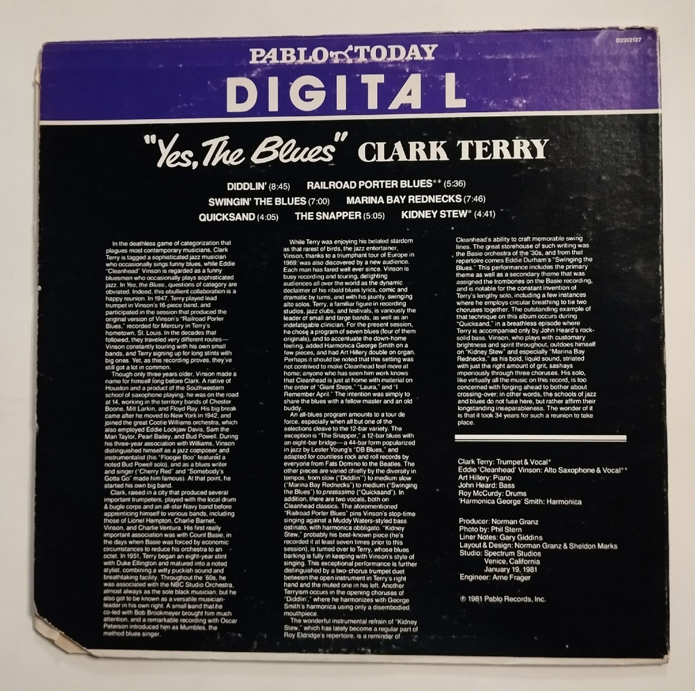 Винтажная виниловая пластинка LP Clark Terry Yes, The Blues (USA 1981) (Red Vinyl)
