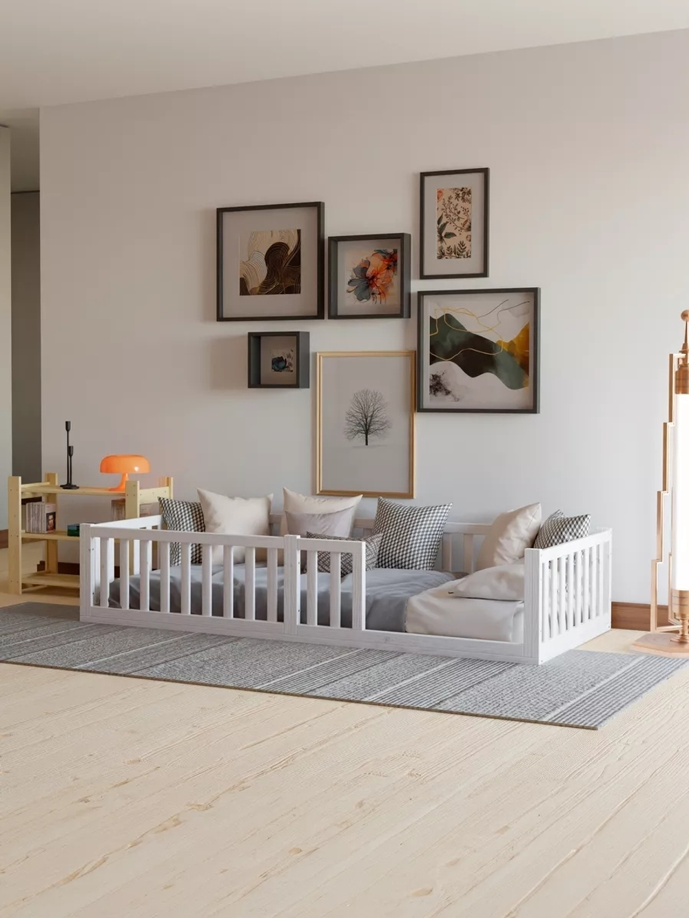 Кровать односпальная 90х200 Афина белая, массив сосны