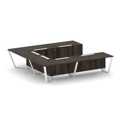 Steel Meet Стол переговорный П-образный KDK-PR.B.SP-11P Дуб Мали/Металл Белый 3200*3200*750