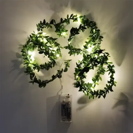 Гирлянда 2м, зеленые листья, 2АА