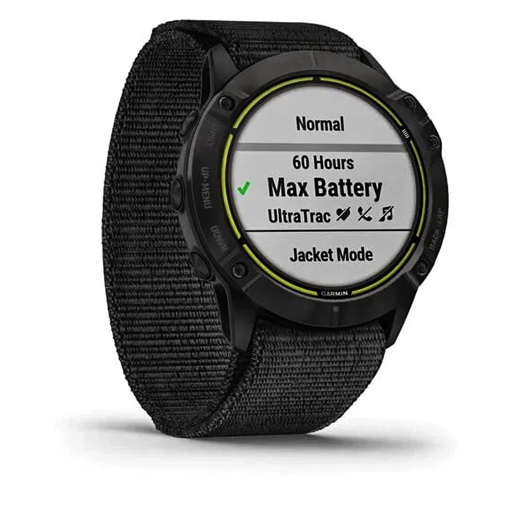 Часы для экстремальных видов спорта Garmin Enduro титановый корпус с угольно-серым DLC-покрытием и черный нейлоновый ремешок UltraFit 010-02408-01