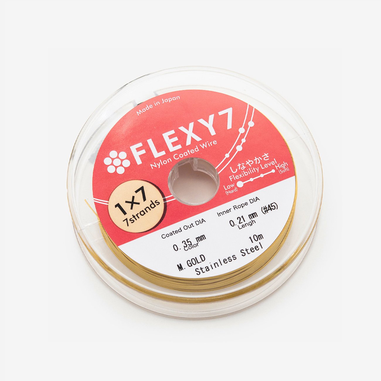 Японский ювелирный тросик FLEXY 7 диаметр 0,35мм, цвет "Сатиновое золото"