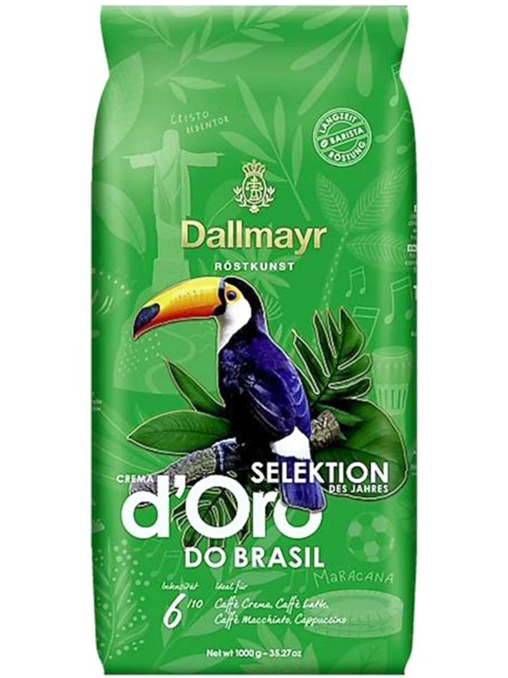 Кофе в зернах Dallmayr Crema d'Oro do BRASIL 1000 г, восхитительный кофе премиум-класса