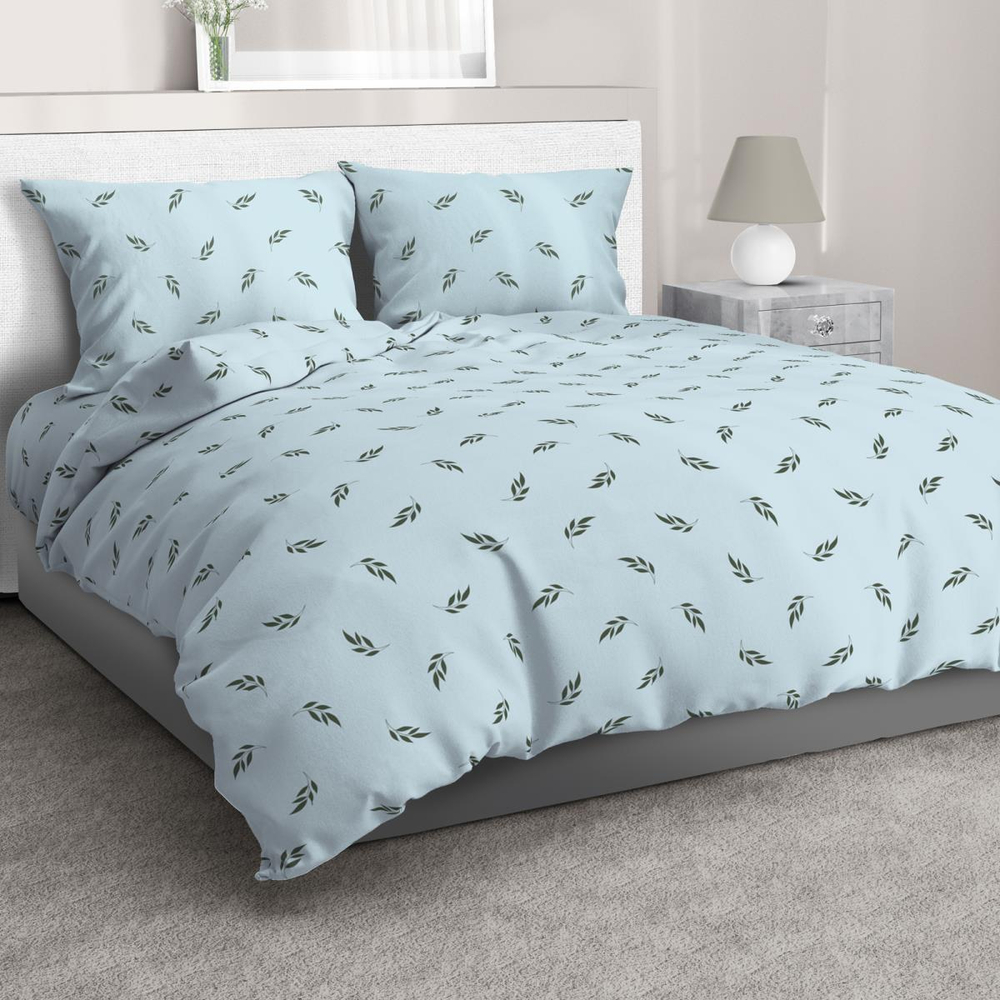 Перкаль (220 см), Веточки на голубом, 1,5м (БРАК)